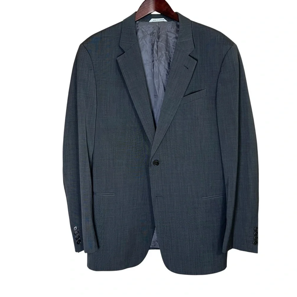ARMANI COLLEZIONI Mens 46L Gray Blazer Suit Jacket Sports Coat Virgin Wool Blend